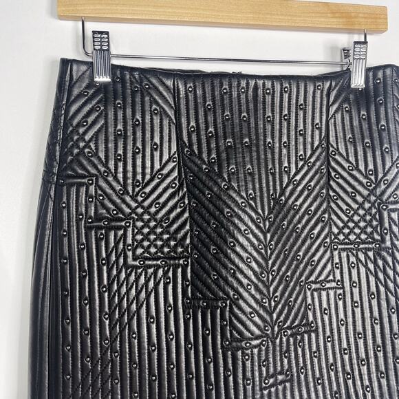 New The Jetset Diaries Black Medium Studded Lamb Leather Mini Skirt Exposed Zip - Picture 3 of 10